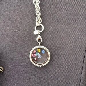Elegant Silver Pendant Necklace with Multicolor Gems